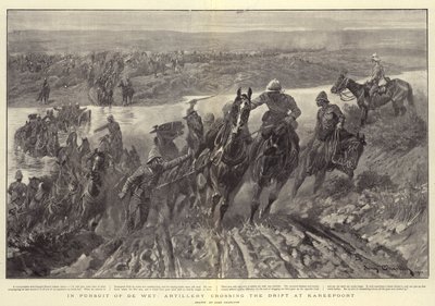 Auf der Jagd nach De Wet, Artillerie überquert den Drift bei Kareepoort von John Charlton